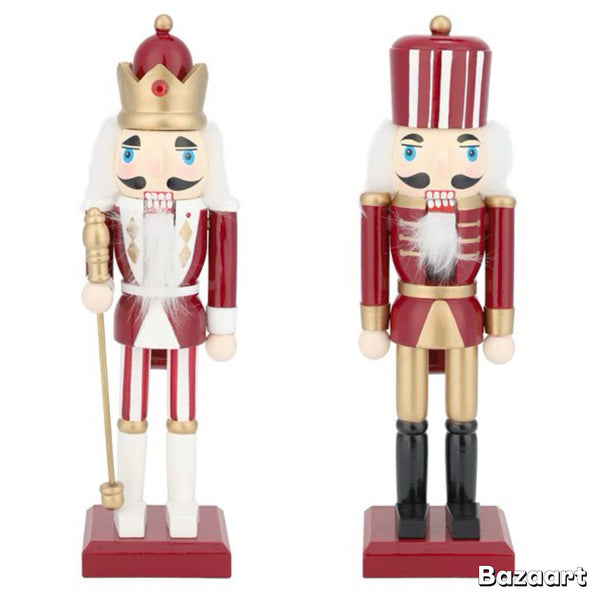 Assorted 9.5" Burgundy & White Nutcracker, INDIVIDUALLY SOLD