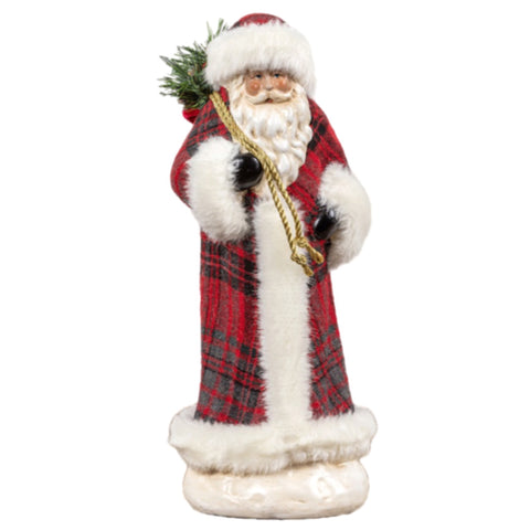 12" Small Plaid Santa Figurine