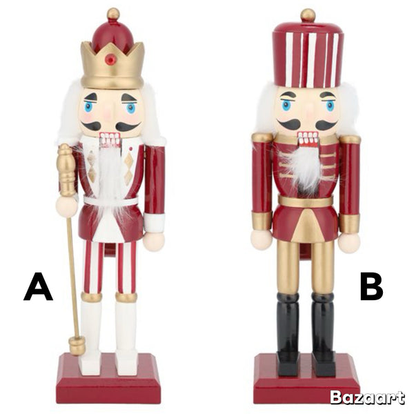 Assorted 9.5" Burgundy & White Nutcracker, INDIVIDUALLY SOLD