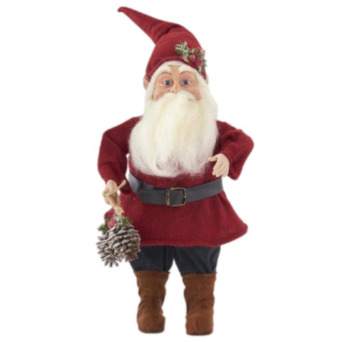 Santa Holding Pinecones Figurine