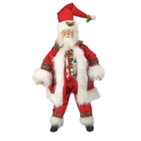 Santa With Holly Figurine