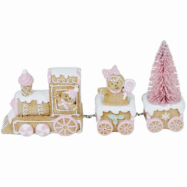 Pink Gingerbread Train Figurine