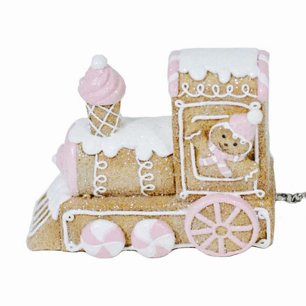 Pink Gingerbread Train Figurine