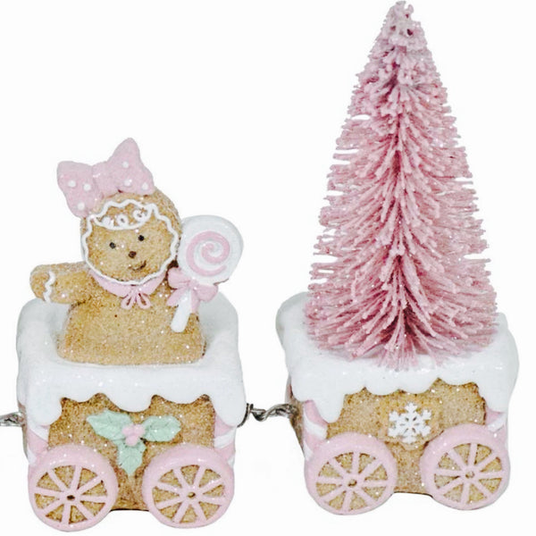 Pink Gingerbread Train Figurine
