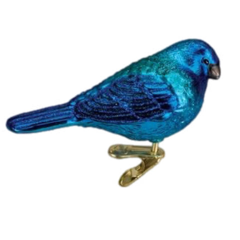 Indigo Bunting Clip On Bird Ornament