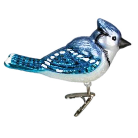 Bright Blue Jay Clip On Bird Ornament