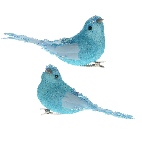 Assorted Blue Clip On Bird Ornament, INDIVIDUALLY SOLD