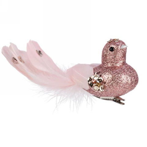 Pink Clip On Bird Ornament