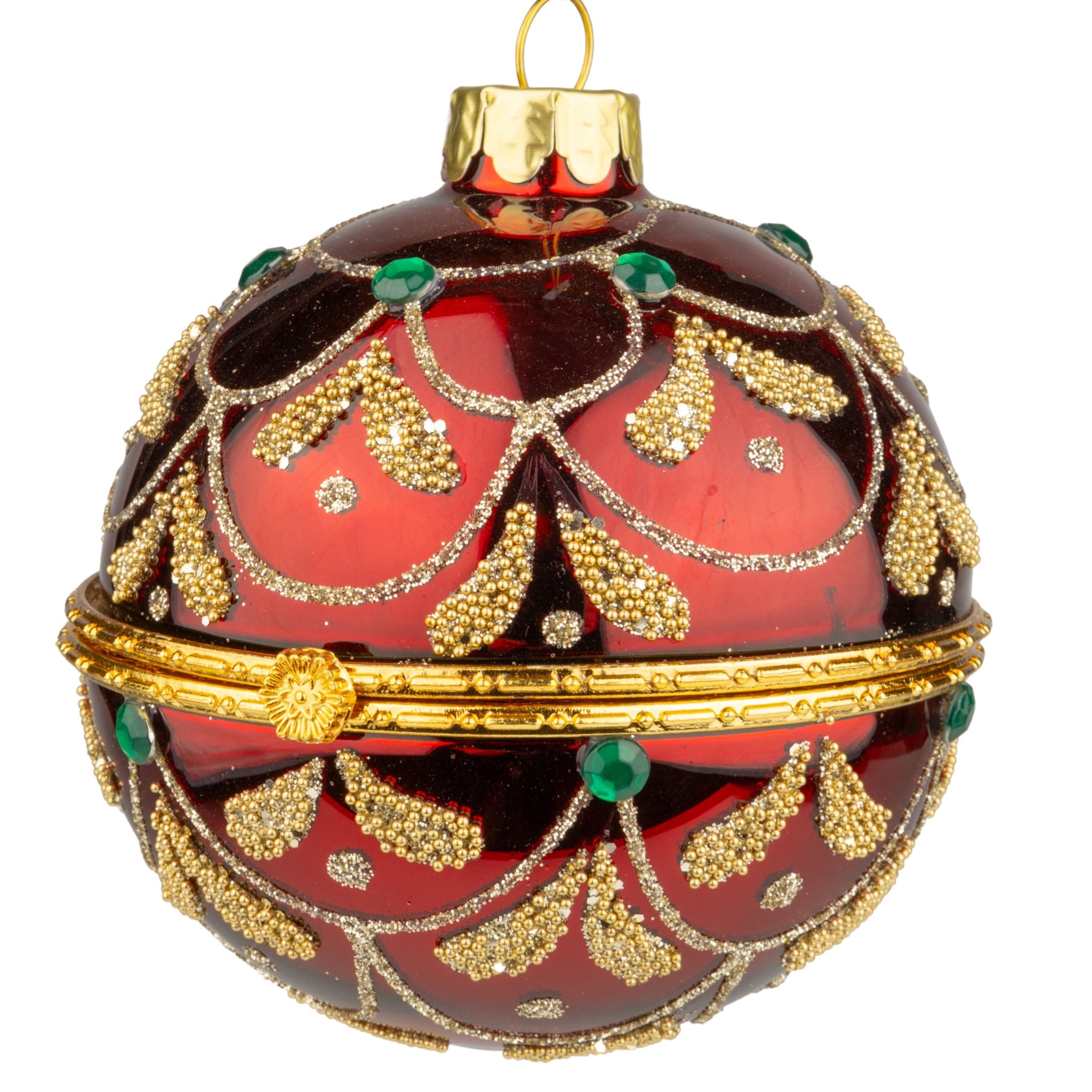 Red And Gold Beaded Hinged Ball