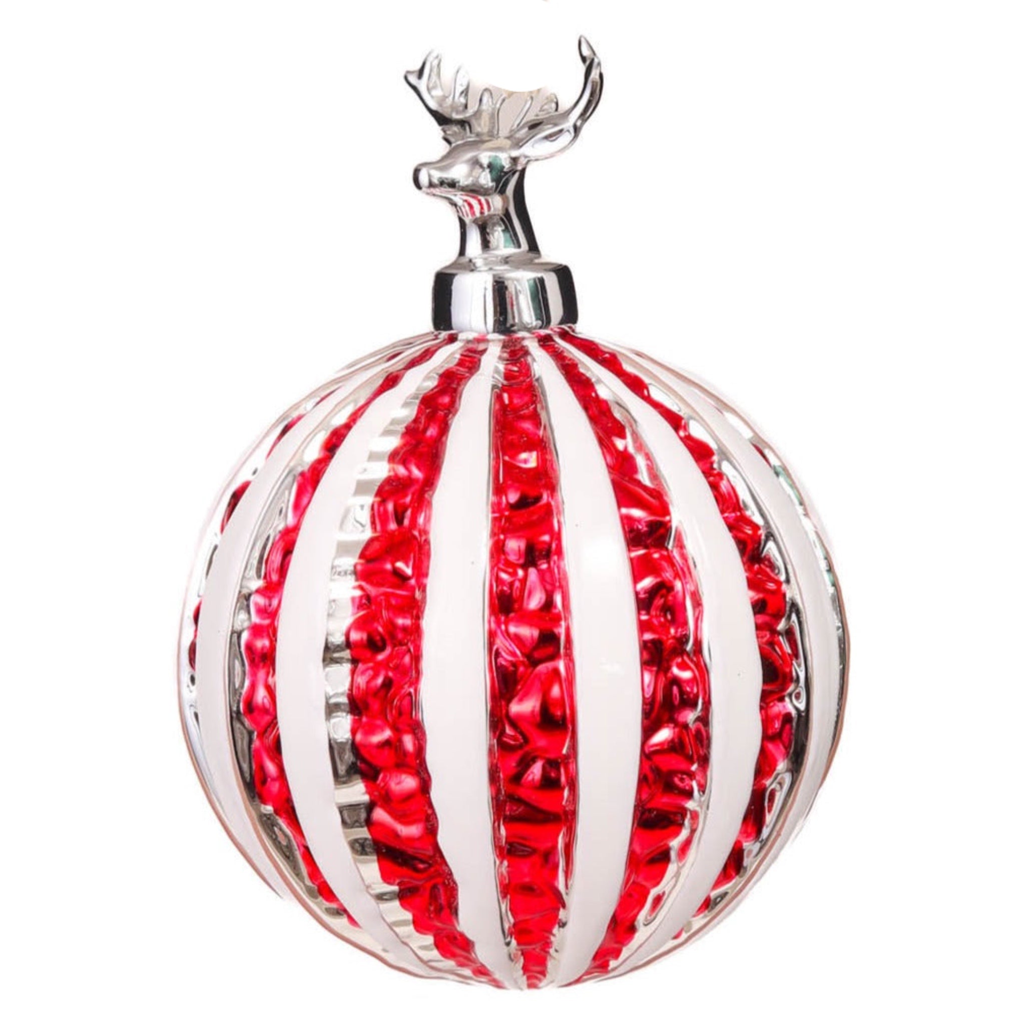 Deer Head Candy Cane Striped Ball