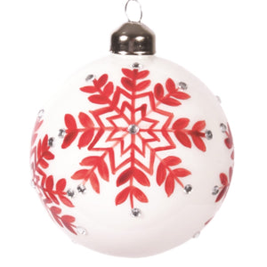 White With Red Snowflake Ball