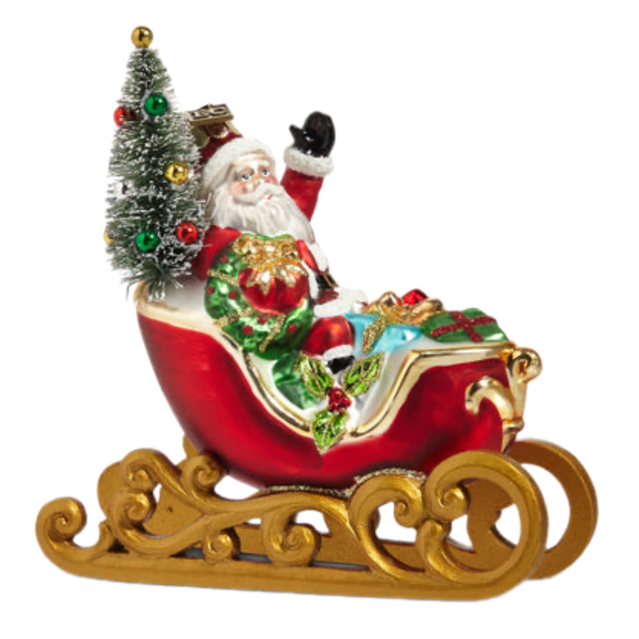 Santa In Sleigh Ornament