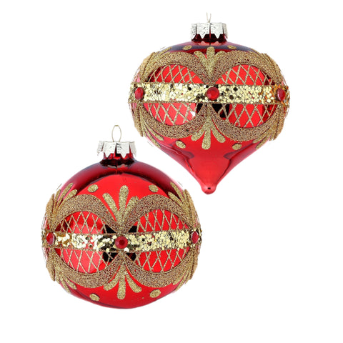 Assorted Red With Gold Beads Ball, INDIVIDUALLY SOLD