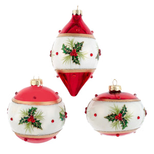 Assorted Red Holly Ball, INDIVIDUALLY SOLD