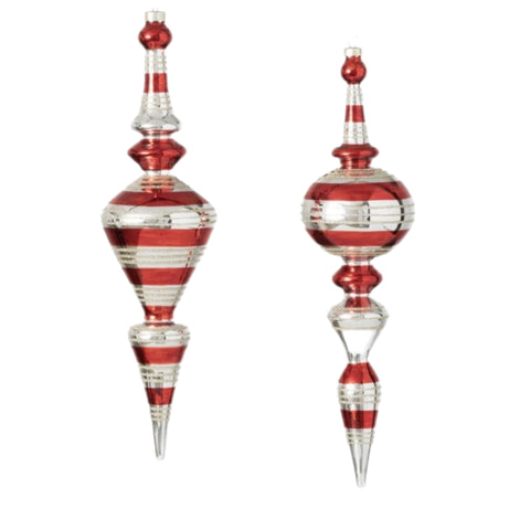 Assorted Red And White Finial Ball, INDIVIDUALLY SOLD