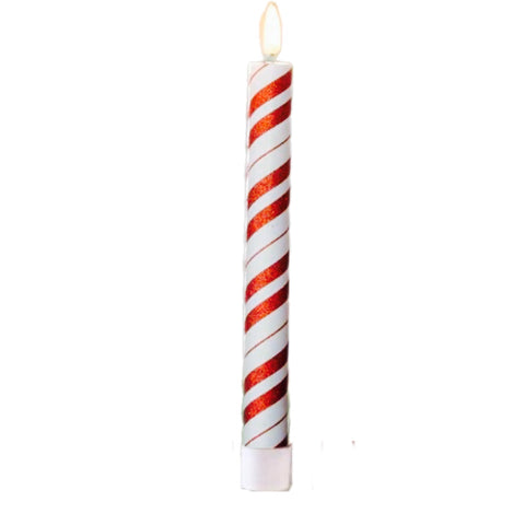 1" X 8.5" Taper Flameless Candle: Candycane