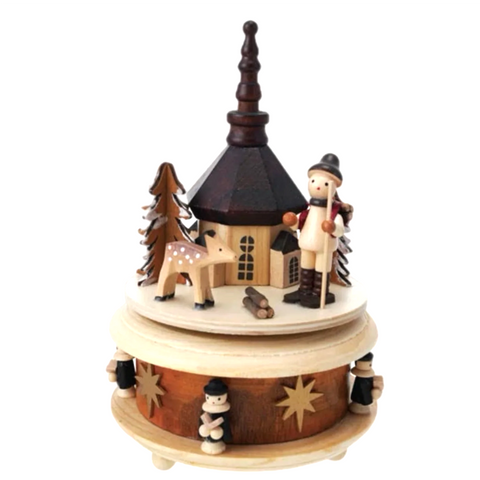 Snowman & Deer Music Box Figurine