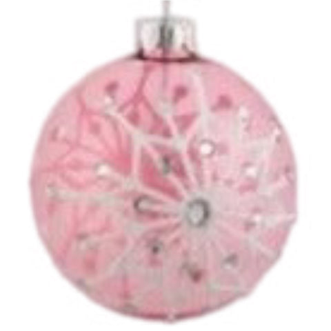 4" Pink Snowflake Ball