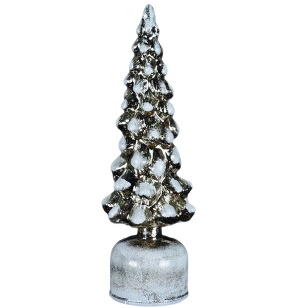Silver Frosted Rotating Tree Figurine