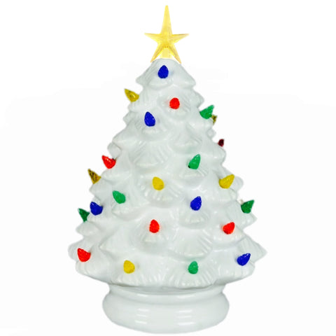 14" White Ceramic Tree Figurine