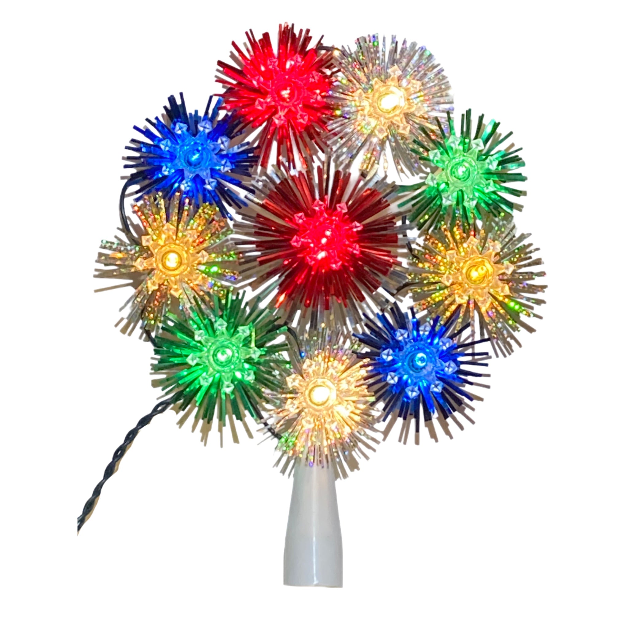 8" Lit Multicoloured Snowflake Tree Topper