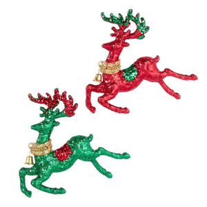 Assorted Glitter Deer Ornament, INDIVIDUALLY SOLD