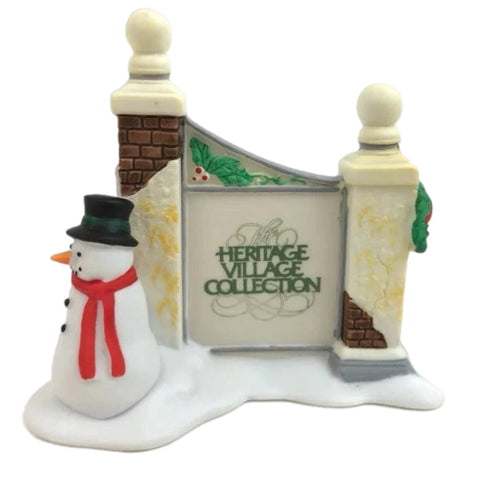 Dickens Village Previously Owned Collections: Village Sign With Snowman
