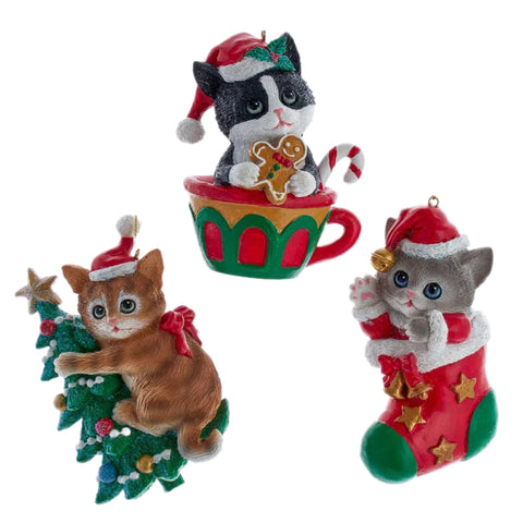 Assorted Christmas Cat Ornament, INDIVIDUALLY SOLD