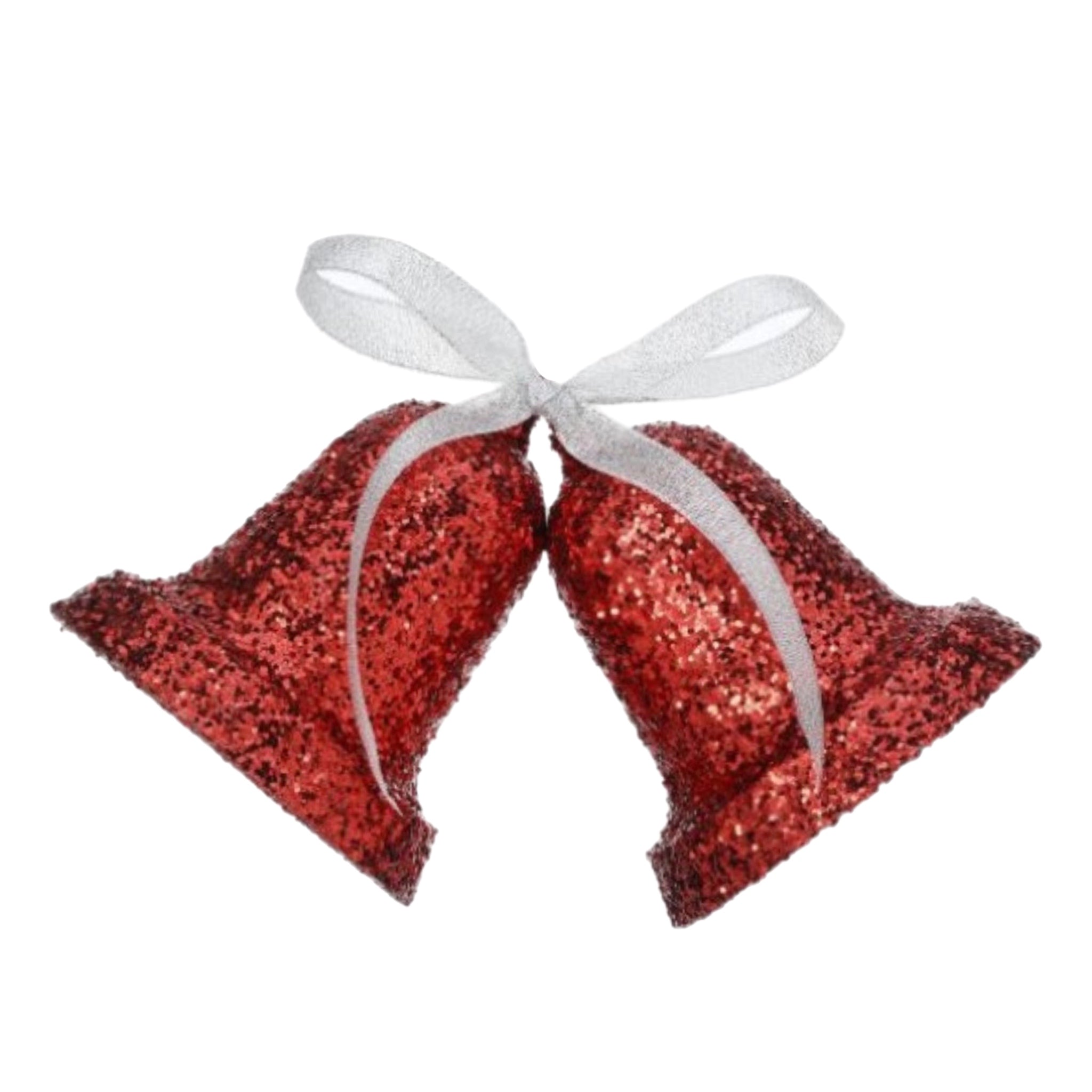 Red Glittered Bells Ornament