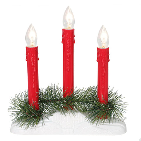 Red Electric 3 Light Candelabra