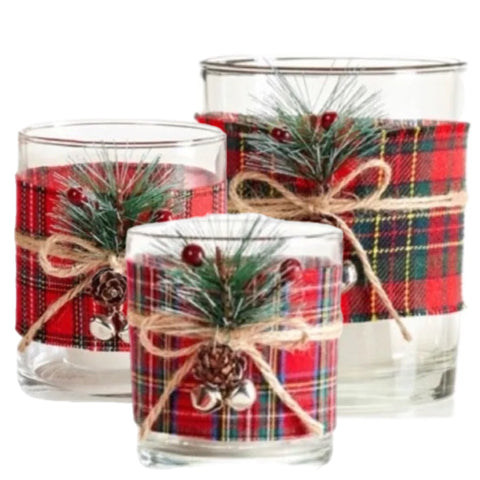 Assorted Plaid Votive Candle Holder, INDIVIDUALLY SOLD