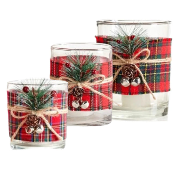Assorted Plaid Votive Candle Holder, INDIVIDUALLY SOLD
