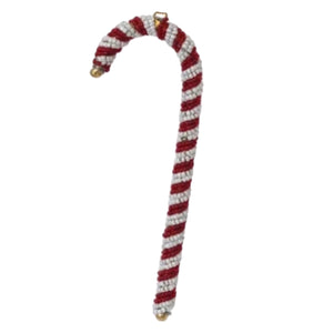 Beaded Red And White Candy Cane Ornament