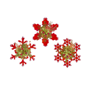 Assorted Red Snowflake Ornament, INDIVIDUALLY SOLD