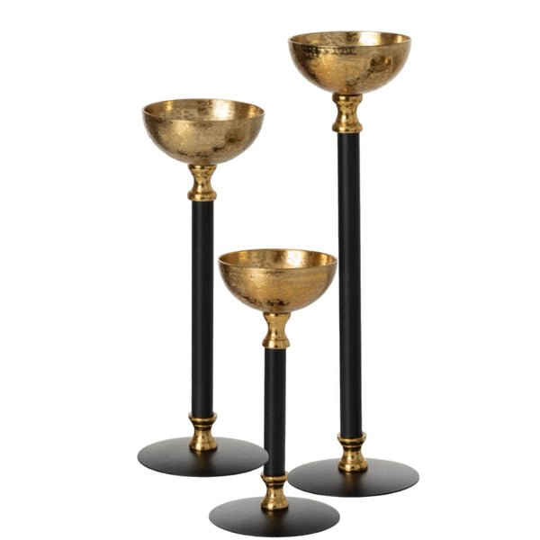 Assorted Black & Gold Pillar Candle Holder, INDIVIDUALLY SOLD