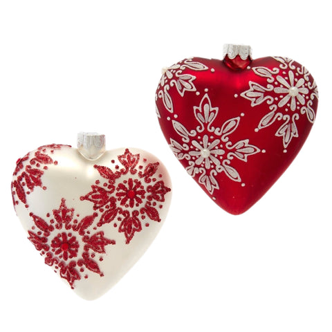 Assorted Heart With Snowflakes Ornament, INDIVIDUALLY SOLD