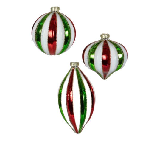 Assorted Red, Green And White Striped Ball, INDIVIDUALLY SOLD