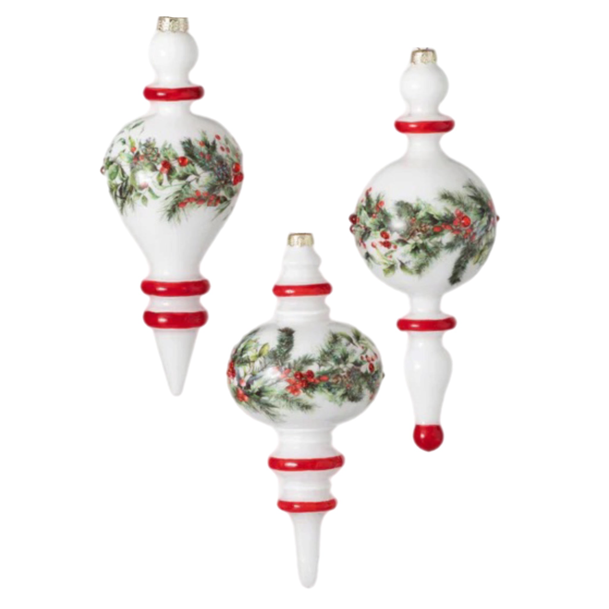 Assorted Holly Berry Finial Ball, INDIVIDUALLY SOLD