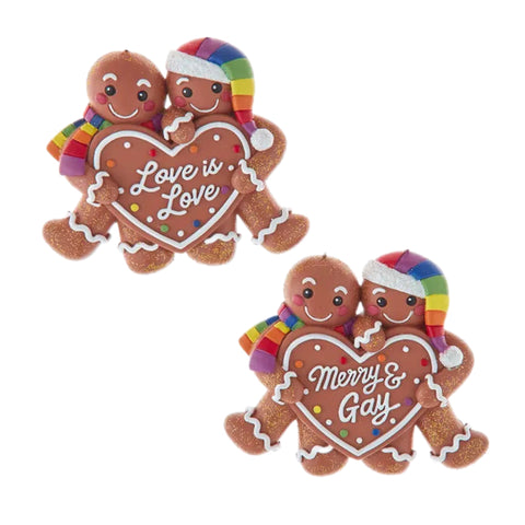 Assorted Pride Gingerbread Couple Ornament, INDIVIDUALLY SOLD