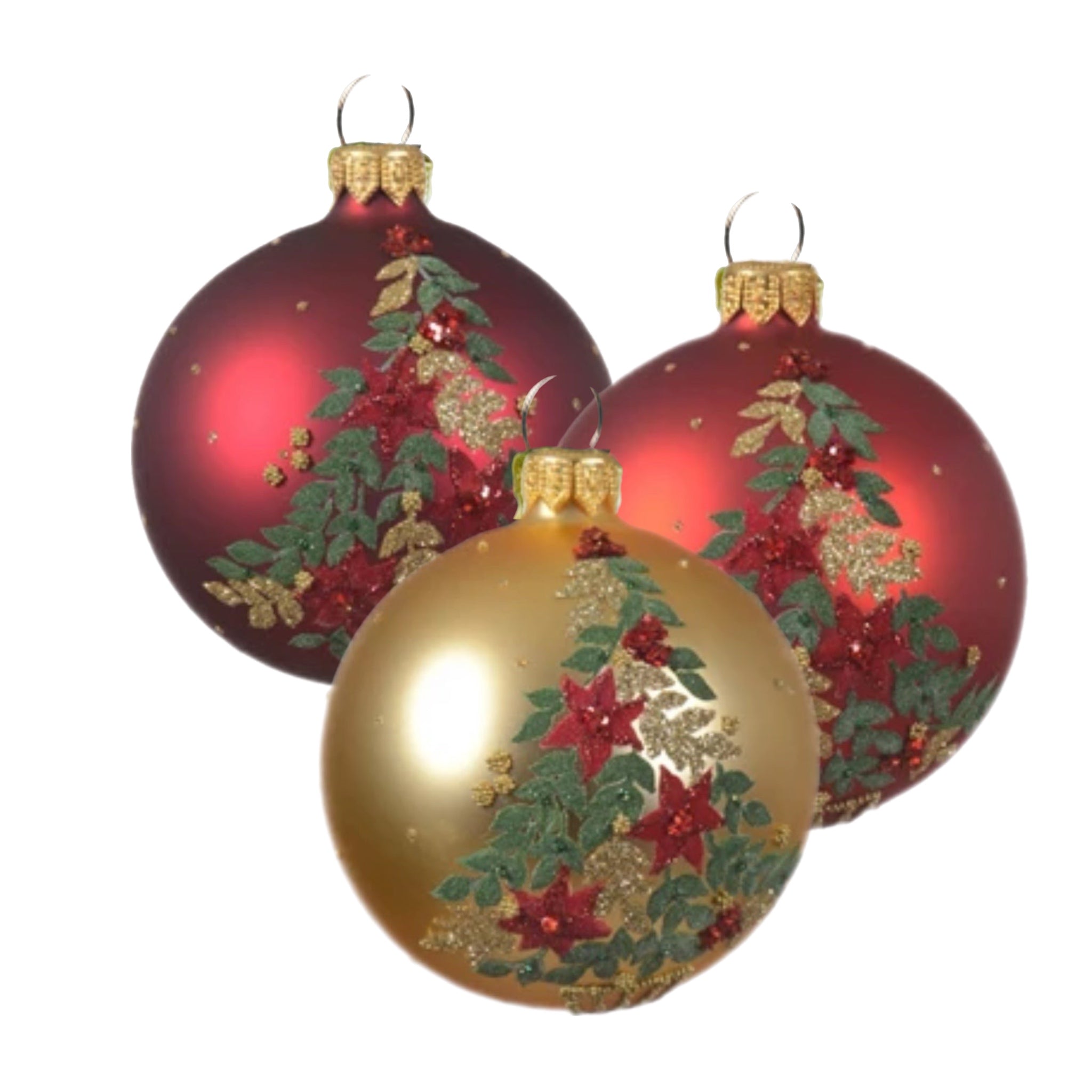 Assorted Poinsettia Tree Ball, INDIVIDUALLY SOLD