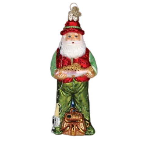 Fly Fishing Santa Ornament