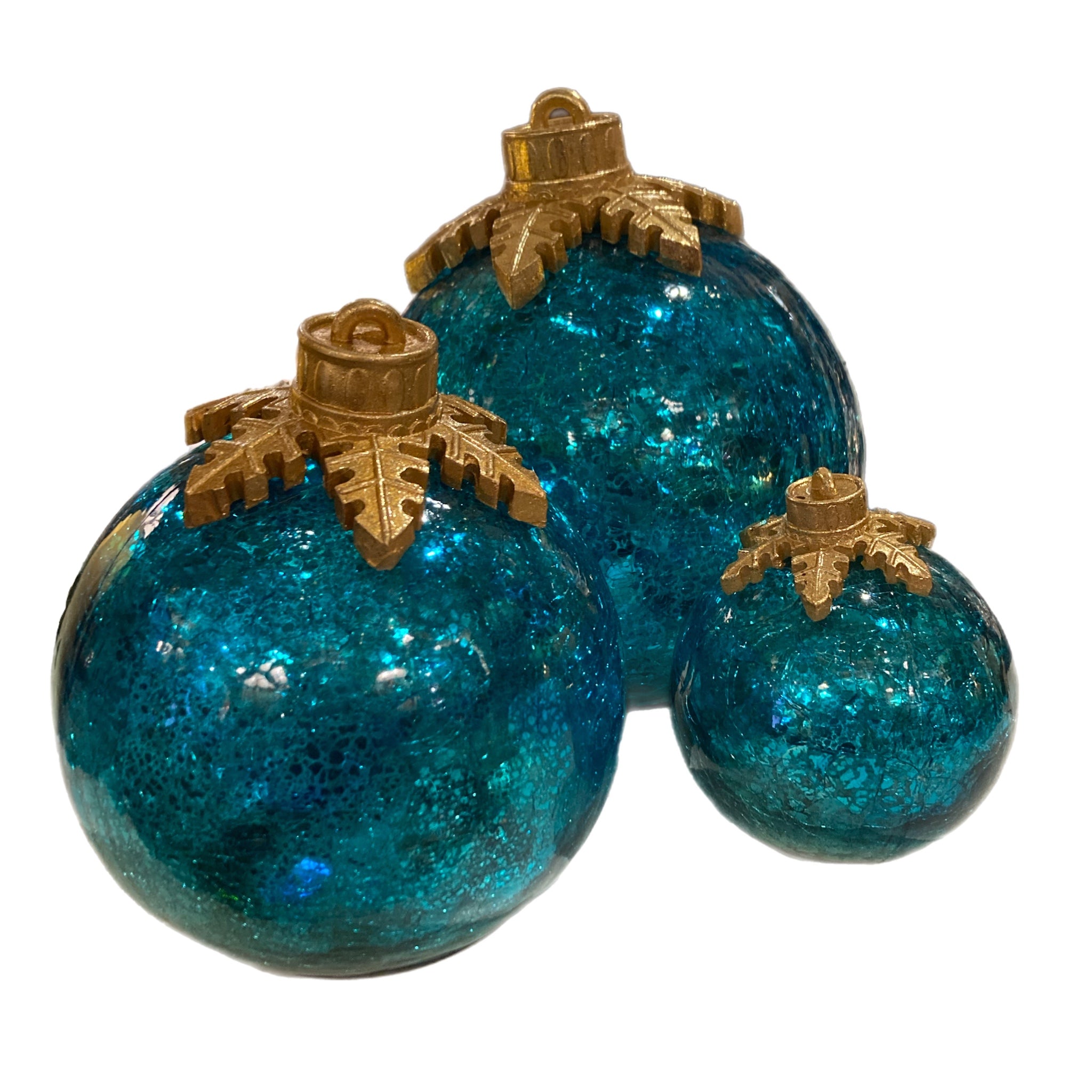 Assorted Blue Snowflake Crackle LED Ball Figurine, INDIVIDUALLY SOLD