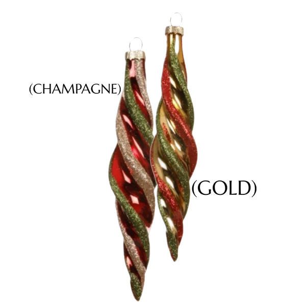 Assorted Green & Red Twist Teardrop Ball, INDIVIDUALLY SOLD