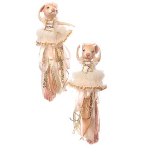 Assorted Pink Mouse Ballerina Tassel Ornament, INDIVIDUALLY SOLD