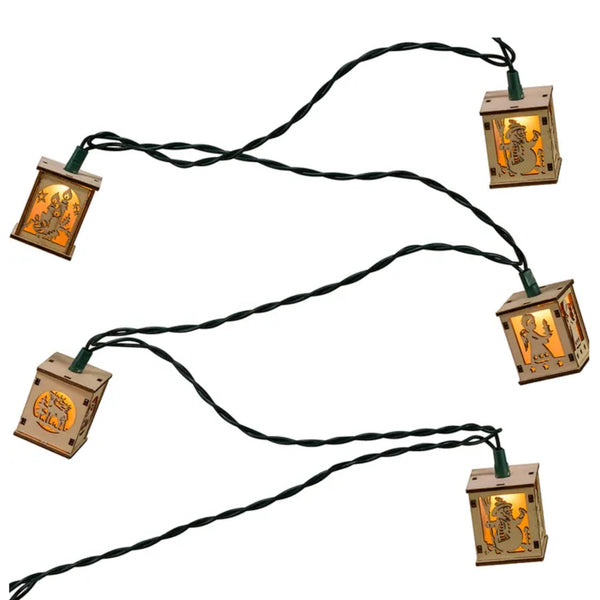 11.5' Mini Wooden Lantern Lights, Set Of 10 INDOOR