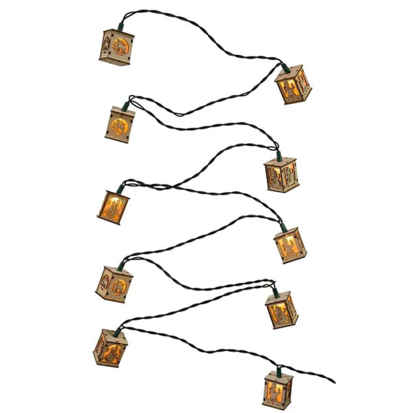11.5' Mini Wooden Lantern Lights, Set Of 10 INDOOR