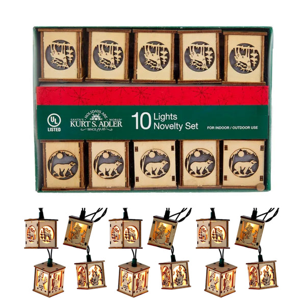 11.5' Mini Wooden Lantern Lights, Set Of 10 INDOOR