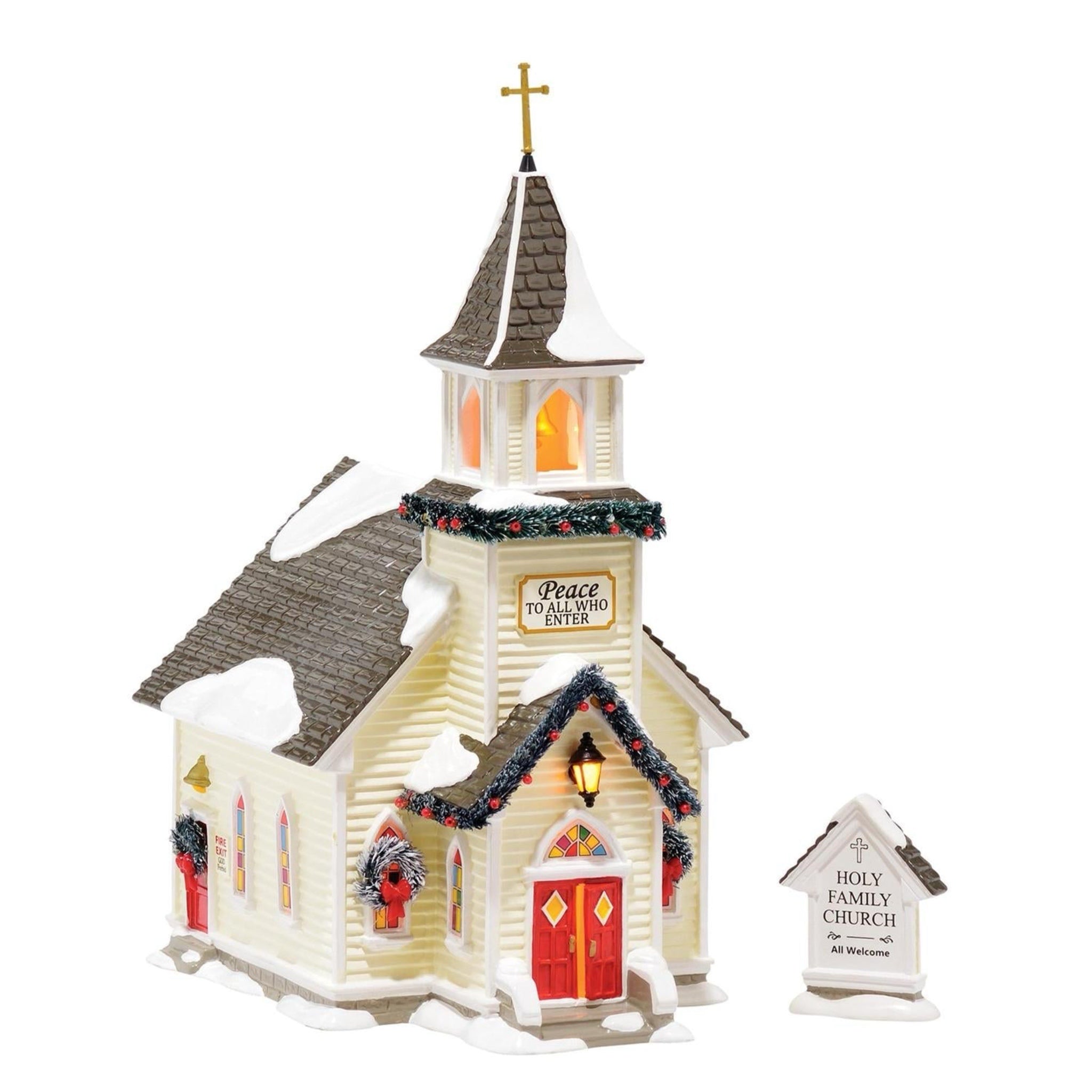 Snow Village: Holy Family Church, Set Of 2