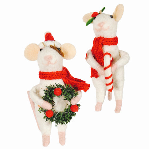 Assorted Mouse Wearing Scarf Ornament, INDIVIDUALLY SOLD