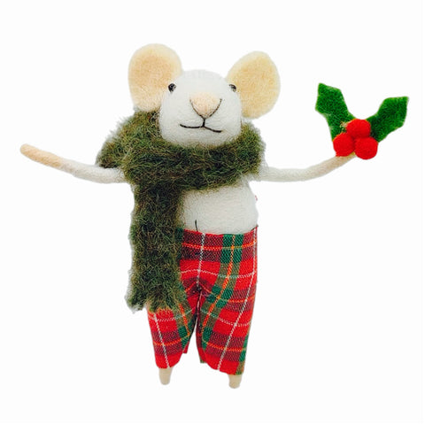 Boy Mouse In Plaid Pants Ornament